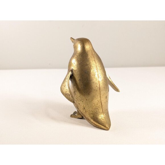 Vintage 4.25" brass Penguin figurine, baby penguin ornament, vintage mcm home - Picture 5 of 8